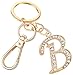 Keychain for Women AlphaAcc Purse Charms for Handbags Crystal Alphabet Initial Letter Pendant with Key Ring,Letter B