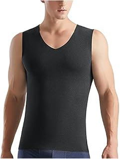 Men Thermal Underwear - Winter Warm Sleeveless Vest Tank Top - Light Weight Long Sleeves Fleece Lined Baselayer Shirt Top - Solid Color