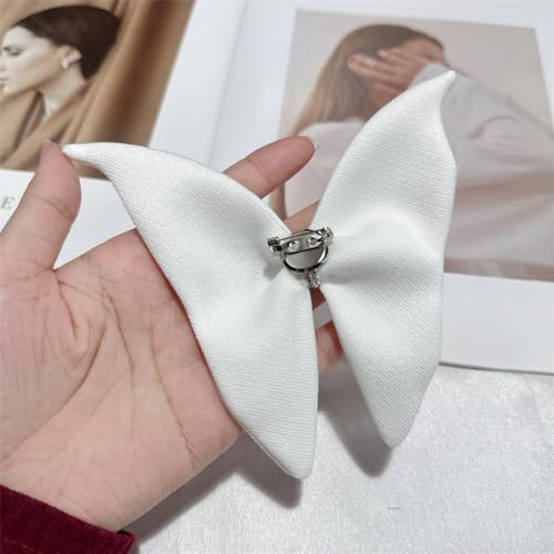 Image of Dainty Fabric Butterfly Brooch Pin for Women Girls Fashion Rhinestone Crystal Large Bowknot Brooches Lapel Corsage Boutonniere Pins Wedding Birthday Holiday Dress Accessories Jewelry Gift