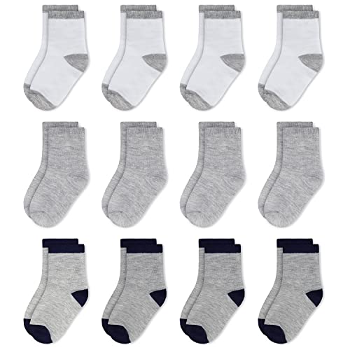 Lot de 12 paires de chaussettes de sport respirantes pour garçons et filles - Blanc - 1 à 8 ans, blanc, 2-4 ans Cover