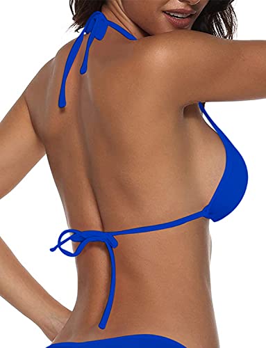 Image of Suvimuga Women's Triangle Bikini Top Push up Padded Halter String Bathing Suits Top