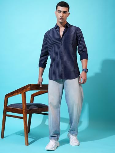 Image of Highlander Men's Slim Fit Striped Shirt | Full Sleeves | Everyday Wear Stylish Shirt for Men