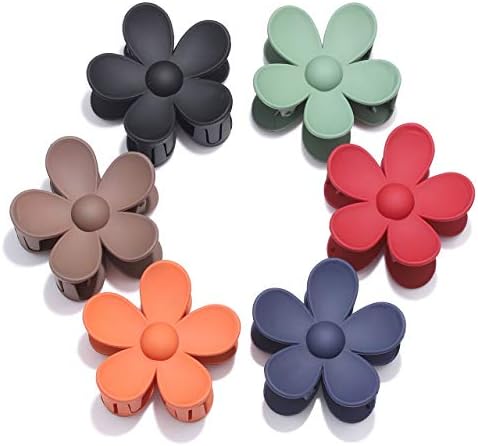 Big Hair Claw Clips Matte Flower Hair Clips Non Slip Cute Hair Catch Barrettes Jaw Clamps 6 Colors for Medium Thick Hair Women Girls 6PCS Holiday Gifts
