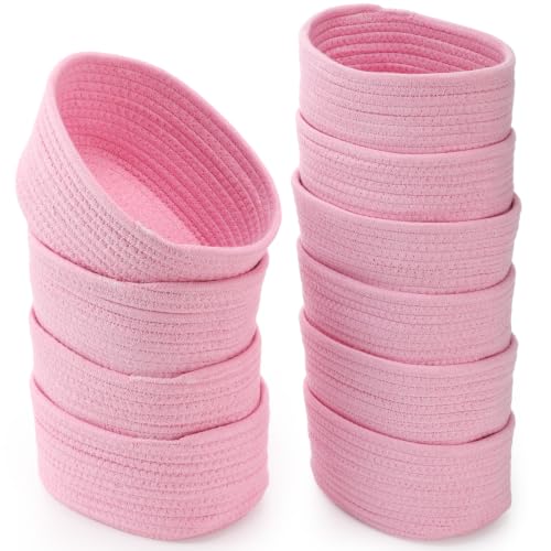 Loyim 10 Pack Small Woven Baskets, Cotton Rope, Pink by LOYIM - Used condition - US$28.77