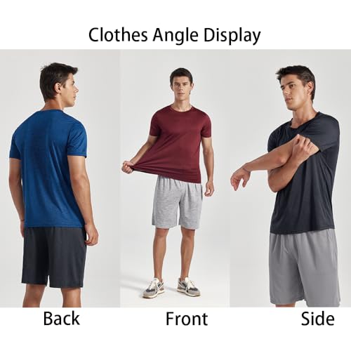 3-Pack Men's Performance Short Sleeve Crew Neck T-Shirts - Quick-Dry Athletic Running and Workout Tops3