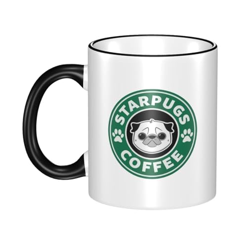 マグカップ コーヒーカップ おもしろ パグ 犬 耐熱カップ カップルカップ ペン立て 両面プリント 箱付き 直飲み 陶器 おしゃれ 大容量 330ml 誕生日 プレゼント