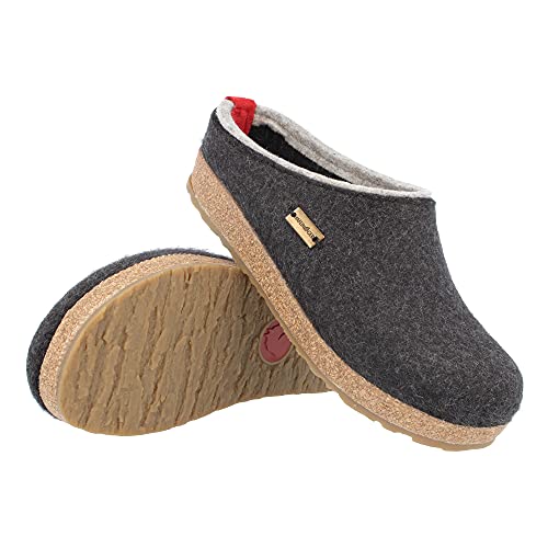 Haflinger Men's Open Back Slippers, Grey Graphit 277, 8 Us #TOP1