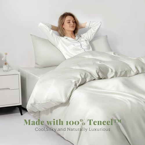 Tencel Duvet Cover Set, Twin/TwinXL Size Cooling Duvet Cover for Hot Sleepers, 100% Eucalyptus Lyocell, 2 Pieces, 1 Zipper Closure Duvet Cover (70" x 90") and 1 Pillowcases (20" x 30") - Sand by HOT SLEEPER SHEETS - Used condition - Image 2
