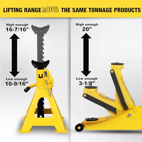 YELLOW JACKET 3 Ton Low Profile Hydraulic Floor Jack with 3 Ton Double Locking Jack Stands - Thumbnail 3