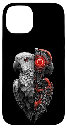 �ʔ����I�E�����{�b�g�������D�ƃT�C�{�[�O�I�E�����{�b�g Robot Parrot Lover Cyborg AI �X�}�z�P�[�X iPhone 14 �p