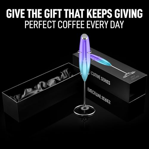 Image of Zulay Kitchen Executive Series Luxury Gift Milk Frother - Handheld Electric Foam Maker for Coffee, Lattes & Hot Chocolate - Deluxe Finish, Ideal Gift for Coffee Lovers