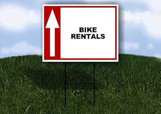 BIKE RENTALS Up Arrow White Red Black 1 Double Sided 18x24 in Yard Road Sign w/stand