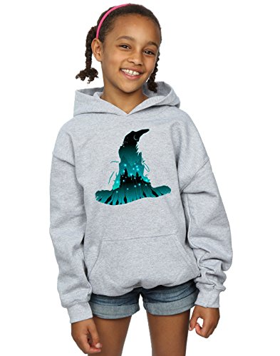 Harry Potter Girls Hogwarts Silhouette Hoodie Sport Grey 7-8 Years