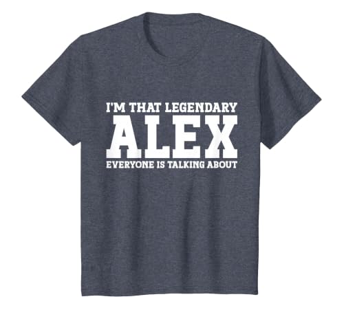 Alex Personal Name Funny Alex T-Shirt, Youth, Heather Blue, Medium