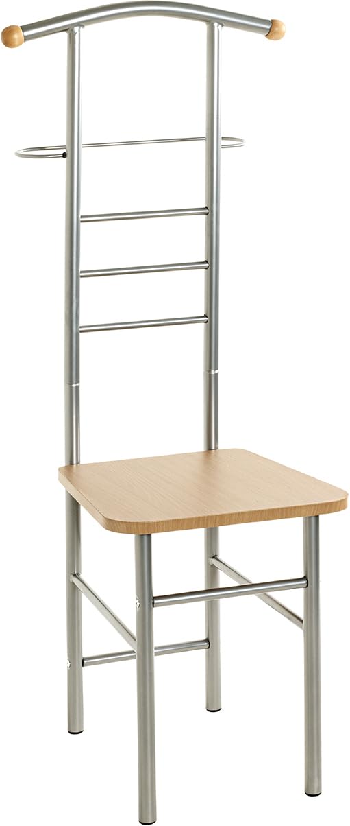 HAKU Herrendiener mit Sitzfläche stiller Diener mit Sitz alu, buche, MDF, Metall - Maße: B 46 x H 119 x T 50 cm, Style: Modern