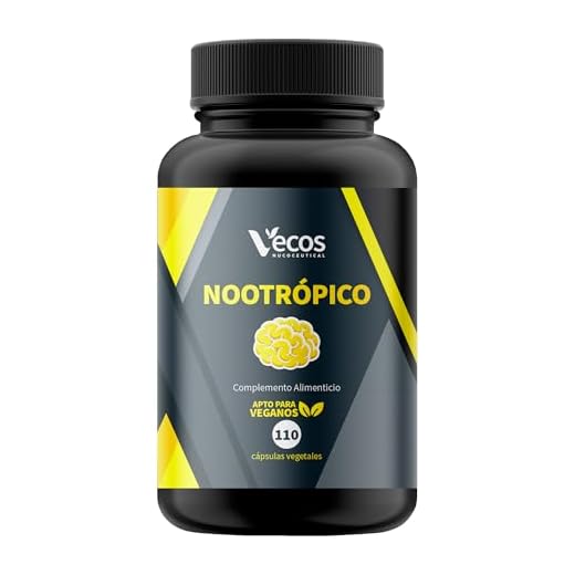 VECOS | Nootrópico Natural | 110 Cápsulas | Incremento Energético, Concentración y Agilidad Mental | Cafeína, Ginko Biloba, Ashwagandha, Tirosina, Teanina Bacopa Monnieri y Vitamina B12 y B6