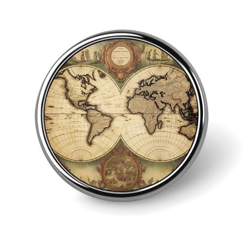 Insignia de botón de 1 Pulgada, Metal, artesanía, Botones Redondos, Botones Vintage de Mapa del Viejo Mundo, Insignias, broches motivacionales, Insignias para Ropa, Sombreros, decoración, Disfraz, m
