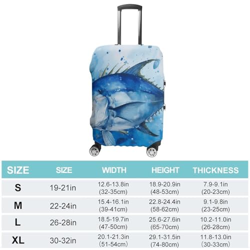 Blue Fish Luggage Cover, Washable Elastic Suitcase Cover Protector Fit 18-32 Inch Luggage2