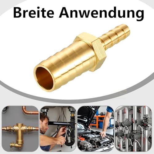 QZKJQDD 2 Stück Schlauchverbinder 12mm x 6mm Messing, Schlauchverbinder Adapter, Schlauch ID Messing Reduzierstück, Schlauchtülle Hose Barb, Schlauchtülle für Wasser, Gas, Luft