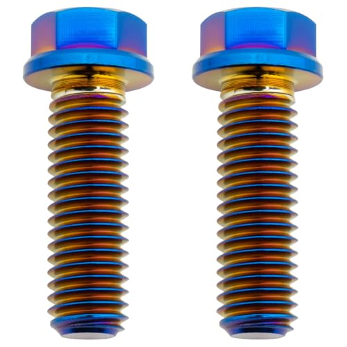 Image of Tusk Titanium Bolt M8 x 25mm x 1.25 Pitch 2 Pack Hex Flange 10mm Head and T40 Burnt Blue 45% Lighter (2 Packs) (M8 x 25mm)