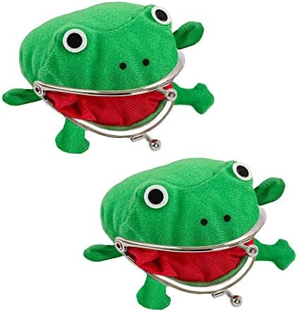 Ebetter 2 Pack Frog Coin Wallet,Cosplay Anime Cute Purse,Green Cartoon Plush Frog Money Bag,Frog Money Pouch with Lock,Novelty Toy,School Prize