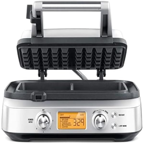 Sage Smart Waffle Pro - 2-kromkowy gofrownica z wyświetlaczem LCD, Szczotkowana Stal Nierdzewna