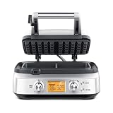 Sage Smart Waffle Pro - 2-kromkowy gofrownica z wyświetlaczem LCD, Szczotkowana Stal Nierdzewna