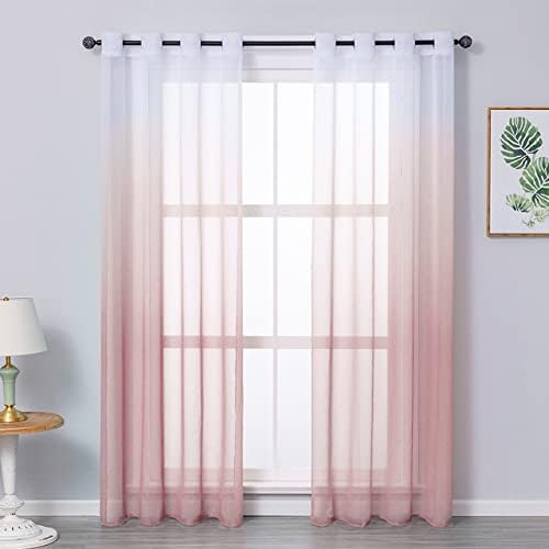 HooHero Navy Beautiful Sheer Curtains Home Decoraiton Customzied Supportted Elegance Ombre for Living Room Bedroom Home Office