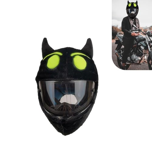 CyperFair Full Face Motorcycle Helmet Cover, Scratch-Resistant Motorcycle Headgear Protective Cover, Funny Cute Cartoon Fluffy Plush Helmet Decoration, for Most Full Face Headgear (Green)