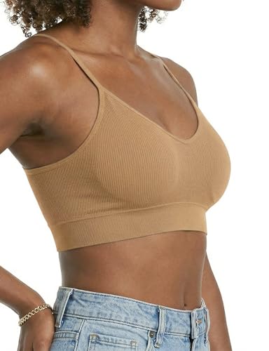 Image of ZENUTA 2Pack Padded Bralettes for Women, V-Neck Seamless Wireless Pull-On Bras with Removable Pads, Low-Impact