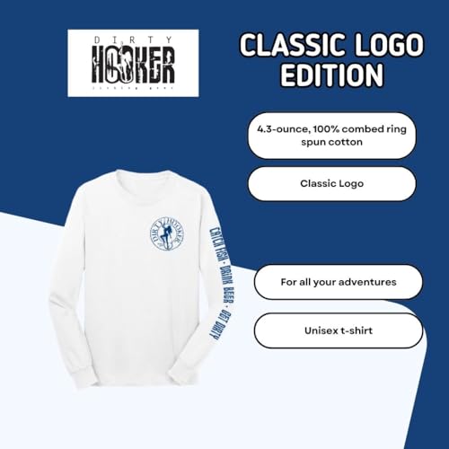 Dirty Hooker Long Sleeve Fishing Shirts for Men and Women - Long Sleeve Shirts for Men Blue Logo - Men's Fishing Shirts3