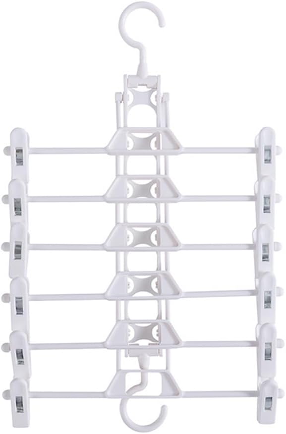 Amosfun Pants Hangers Space Saving Hangers, Closet Organizer 6 Tiers Skirt with Clips Clothes