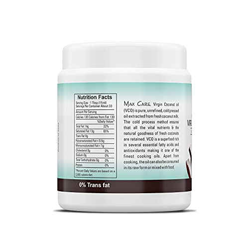 Image of MAX CARE Maxcare Virgin Coconut Oil (Cold Pressed) 500ML Wide Mouth (Pack of 3)