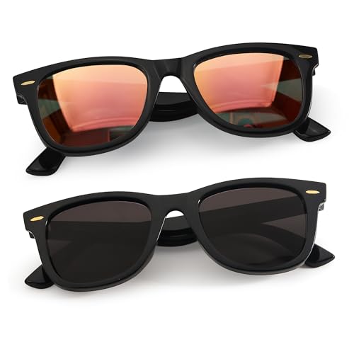 SIPHEW 2 Pack Polarized Sunglasses for Women & Men, Classic UV Protection Square Designer Unisex Sunglasses/Medium Fit