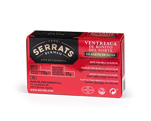 6 Einheiten - SERRATS - Bauchfleisch von Weißer Thun in Olivenöl 115g