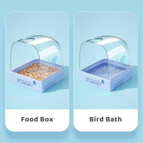 Image of 8.2 inch Hanging Bird Bath for Cage, Parrot Food Bowl, Transparent 360 View, Bird Cage Accessories, with Cleaning Bottle, for Small Medium Birds, Budgie, Parakeet, Cockatiel, Lovebird, White