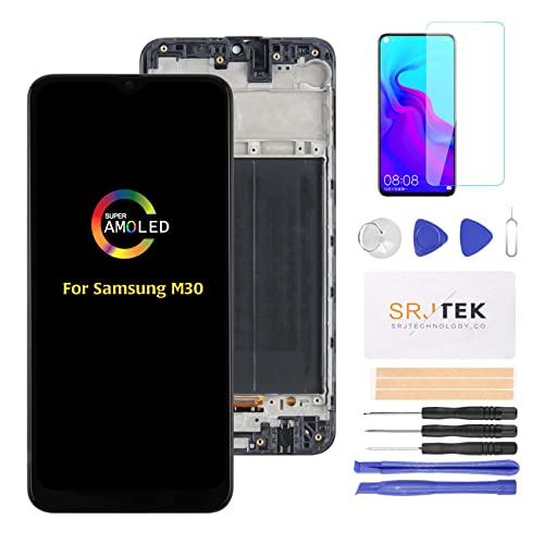 SRJTEK For Samsung Galaxy M30S M307 ��p�t���p�l��(OLED �t���[���t��LCD)�^�b�`�p�l���f�W�^�C�U�[ 6.4 �C���` M307F M307FN M3070 �t���p�l�� ��ʌ����C���p �^�b�`�p�l���Z�b�g