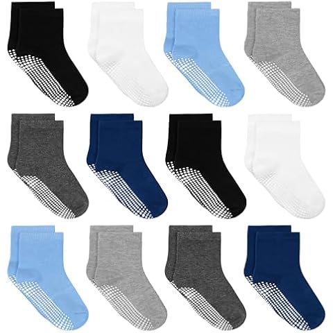 Tphon Toddler Socks, Baby Non Slip Socks for Boys Girls 12 Pairs Kids Infants Children Sock 3-5 Years Cover