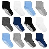 Tphon Toddler Socks, Baby Non Slip Socks for Boys Girls 12 Pairs Kids Infants Children Sock 3-5 Years