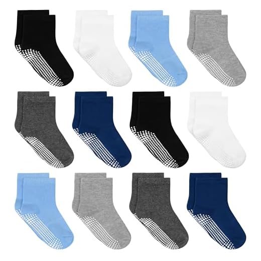 Tphon Kids Non Slip Toddler Boy Grip Socks 12 Pairs Anti Skid Sticky Socks for 1-3 Years Infants Baby Children