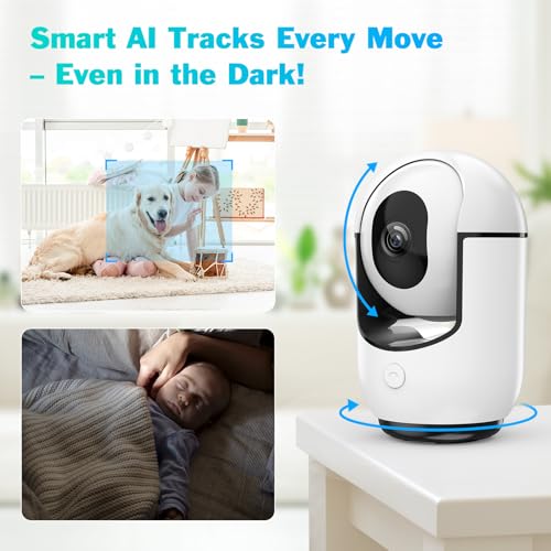 2K Indoor Security Camera for Home – 360° Pan/Tilt WiFi CCTV with Night Vision, Motion Detection, Pet Camera, Baby Monitor, 2-Way Audio, Remote App View, Works with Cloud & SD Card - Image 4