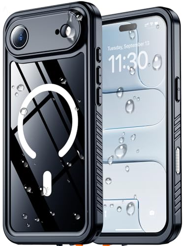 SPIDERCASE Magnetic for iPhone Air Case Waterproof, Built-in Lens & Screen Protector,[IP68 Underwater][15FT Military Shockproof] [Dustproof] Full Body Protection Cover for iPhone 17 Air 6.5’’,Black