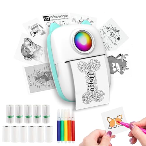 Funducts Sticker Printer, Inkless Portable Maker Machine with 11 Rolls