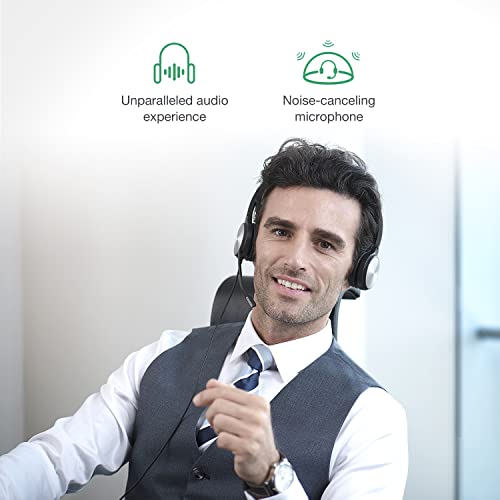 Image of Yealink Phone Headsets for Office Phones YHS36 QD to RJ9 Wired Headset Compatible with Poly Snom Grandstream Phones Desk Landline VoIP Headset with Microphone -Dual /170g /2.1m Cable