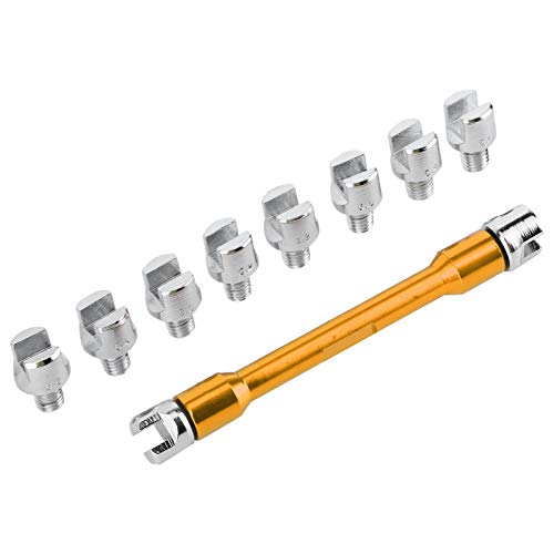 Image of Motorcycle Spoke Wrench CNC Spanner Set Length 93mm /3.7in with 10 Interchangeable Tips and Storage Case for Most Motorbike(B (golden))