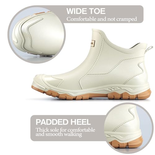 Gugifcto Gummistiefel Herren,Gummistiefel Damen Kurze,Halbhoch Stylische Boots Wasserdicht rutschfest Geeignet Regentag Rutschiger Boden Gartenschuhe Beige41EU