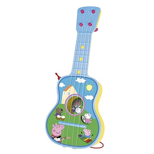 Peppa Pig - Guitarra en estuche, 4 cuerdas (Claudio Reig 2339.0), colores surtidos