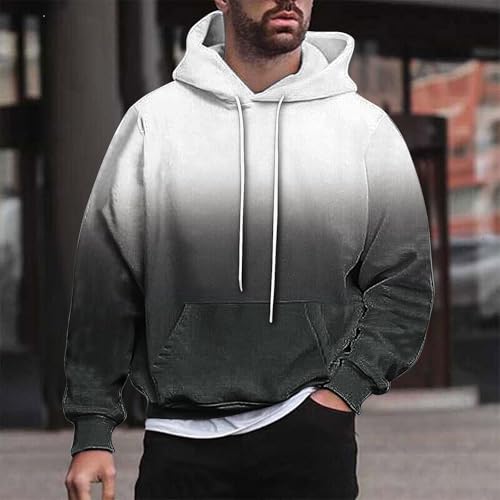 Mens Ombre Color Hoodies Trendy Long Sleeve Drawstring Sweatshirt Pullover Big and Tall Casual Comfy Fall Outdoor Top2