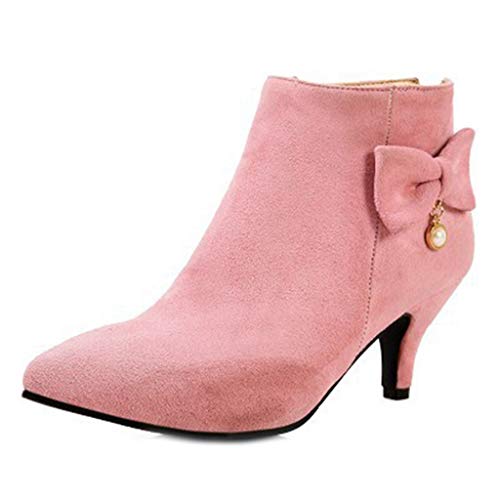 Women's Pointed Toe Dressy Ankle Booties Fashion Bow Kitten Low Heel Comfort Elegant Short Boots