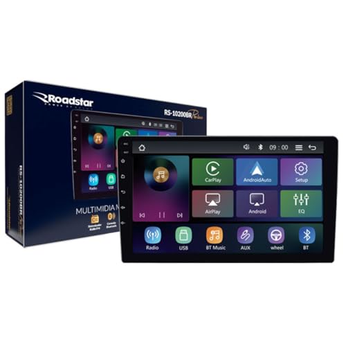 Central Multimídia MP5 Tela 10 Polegadas Roadstar RS-10200BR Pro Line Carplay Sem Fio